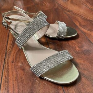 I. Miller Rhinestone Strap Gold Wedge